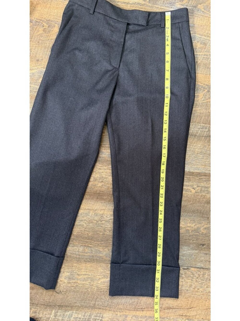 QL2 Maura Gray Wool Cropped Trousers Wide Cuff Women's IT 40 Made in Italy - Picture 8 of 9